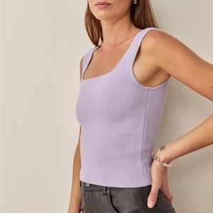 Julia Ribbed Sweater Tank - Lavender